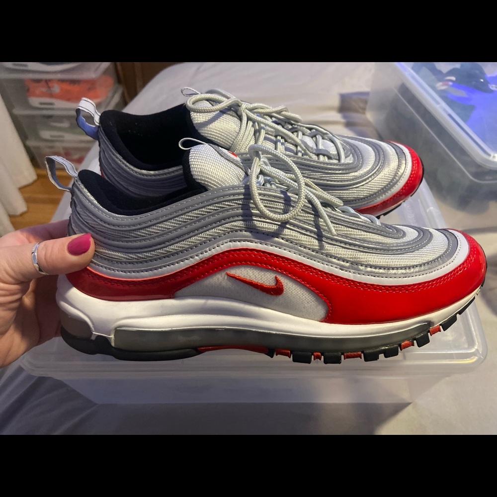 Nike Air Max 97 Pure Platinum University Red Size 10 mens